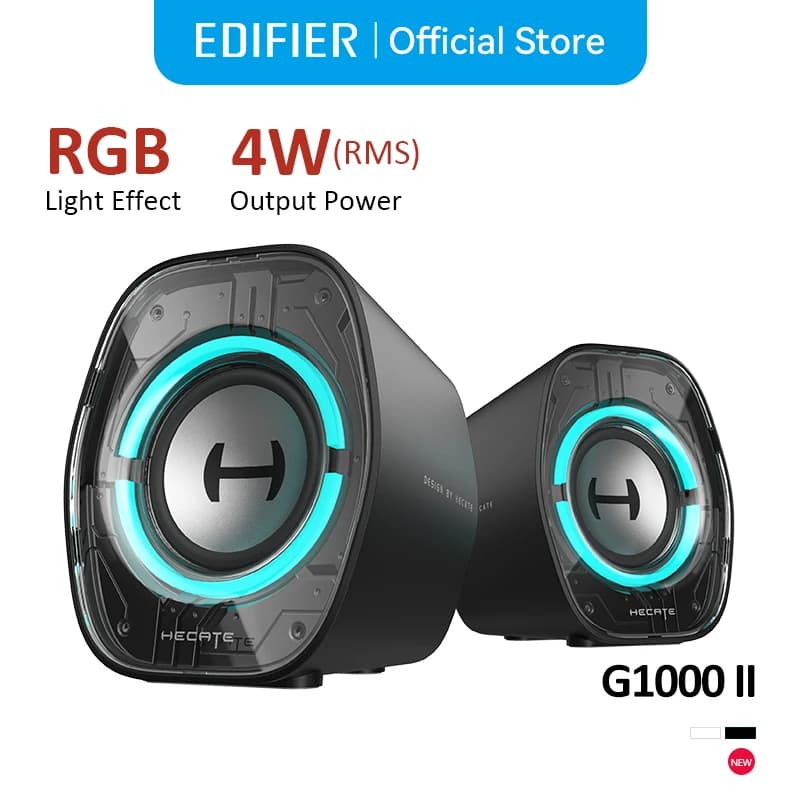 سماعات كمبيوتر Edifier Hecate G1000 II، بلوتوث 5.4، مدخلات USB-C و USB-A و 3.5mm، إضاءة RGB، 4W RMS