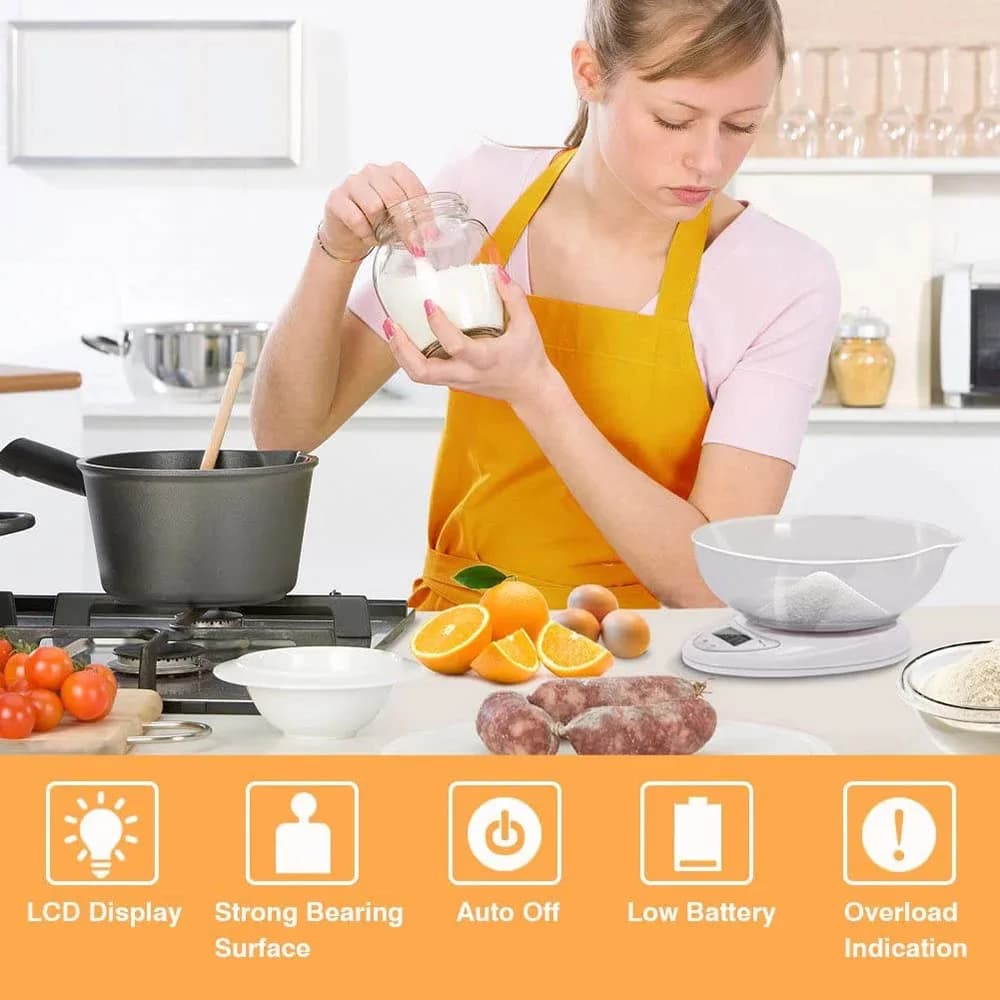 5 كجم/1 جرام 1 كجم/0.1 جرام مقياس رقمي محمول LED موازين إلكترونية البريدية الغذاء قياس الوزن المطبخ LED موازين إلكترونية - 5