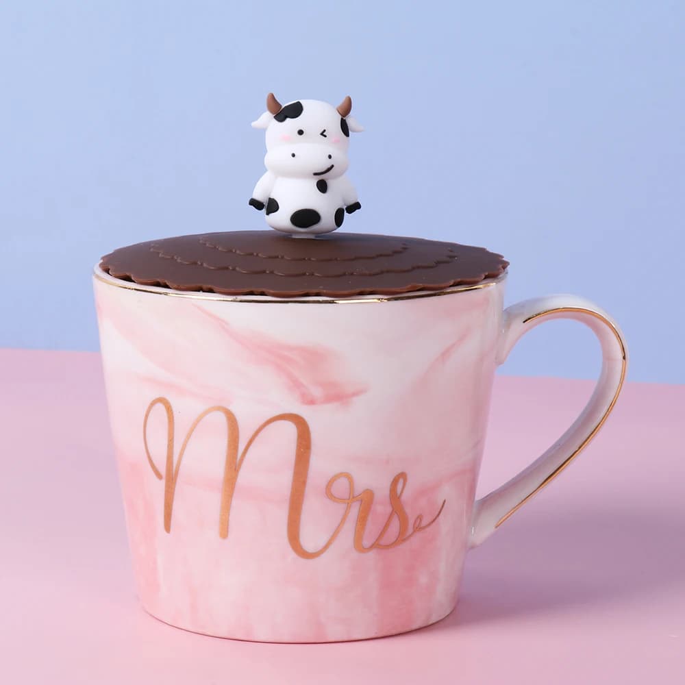 New 10cm Cartoon Cute Silicone Cup Cover Heat-resistant Leak Proof Sealed Lids Cap Dustproof Cup Cover Tea Coffee Lids - 2