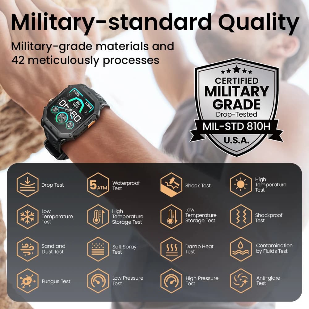 ساعة HAYLOU IRON N1 الذكية بشاشة 2.13 بوصة AMOLED مقاومة للماء حتى 5ATM مع مكالمات بلوتوث وساعة رياضية للخارج مع بطارية تدوم حتى 30 يومًا - 6