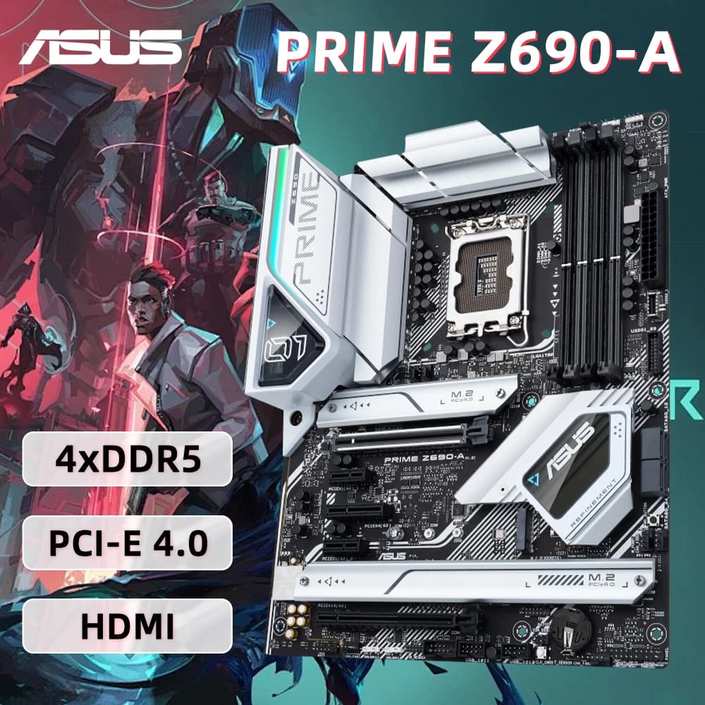 لوحة أم ASUS PRIME Z690-A بمقبس LGA 1700 لمعالجات Intel Core من الجيل 14 و13 و12 Core i3 i5 i7 i9 ذاكرة DDR5 DIMM - 2