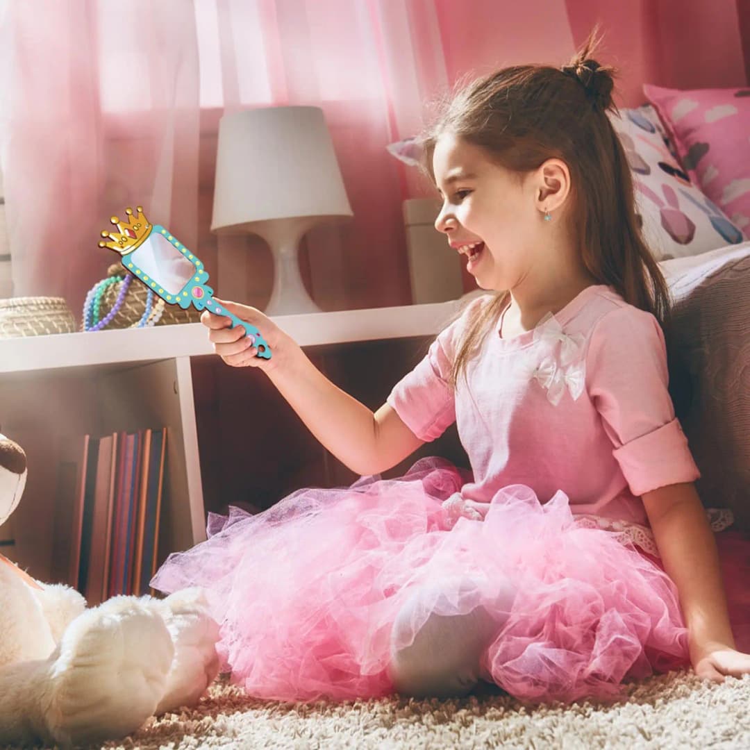 12 مرآة خشبية للأطفال، لتزيين مرايا الأميرة، هدية عيد ميلاد يدوية، مستلزمات حفلات - 6