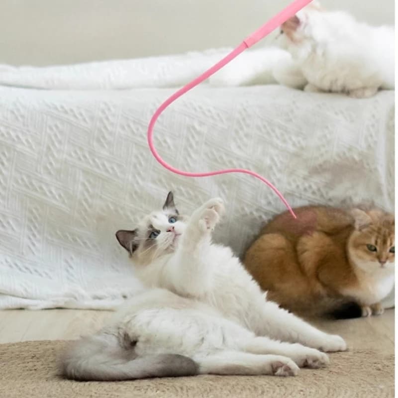 لعبة عصا إغراء للقطط تفاعلية من السيليكون، ذيل فأر محاكٍ لتدريب القطط، ألعاب قطط متينة - 3