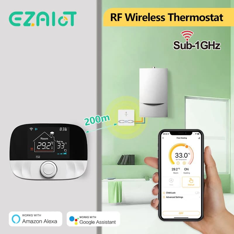 Smart Tuya Thermostat Wifi RF Wireless Temperature Controller for Gas Boiler Water Heating Works with Alexa Google Home - 2