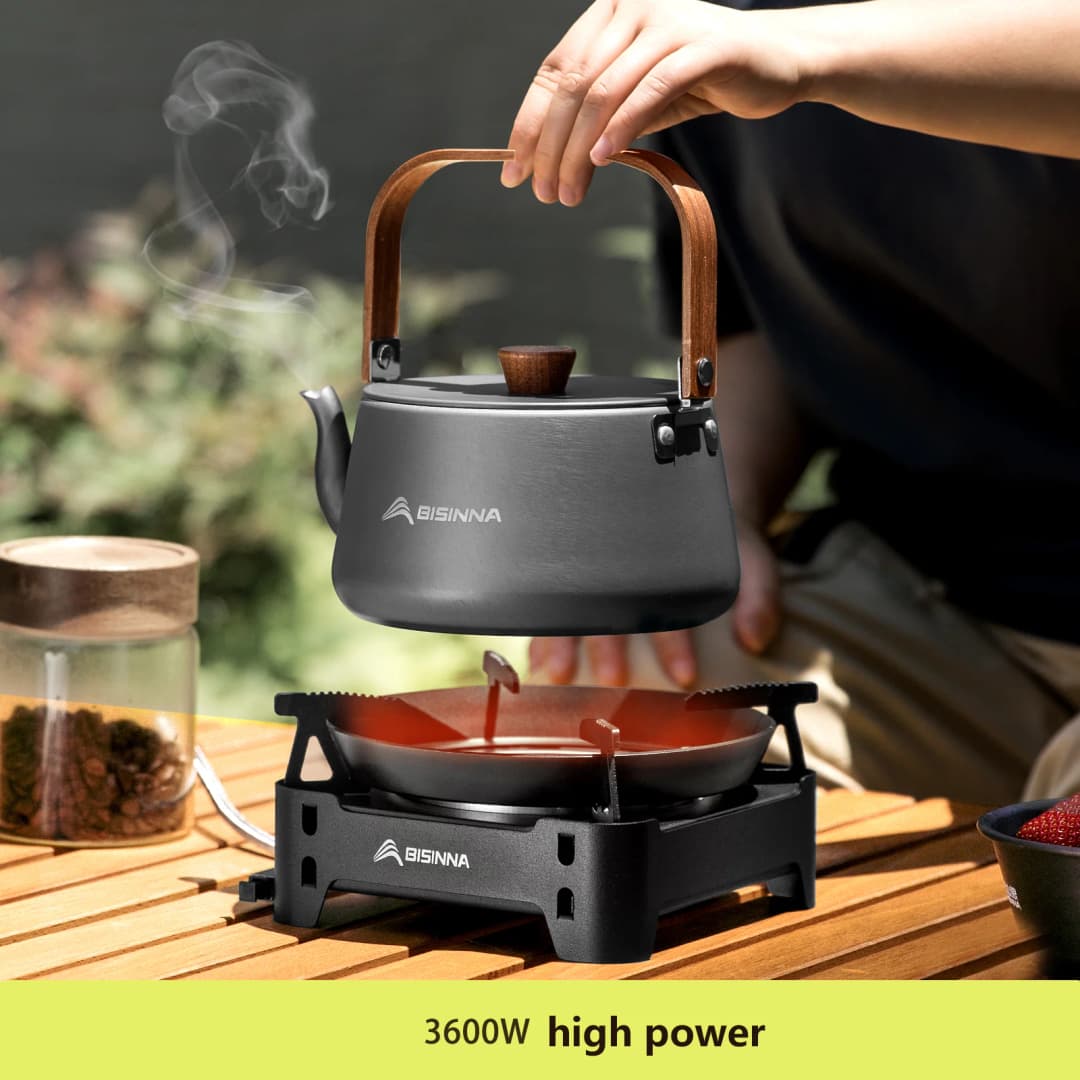 BISINNA موقد غاز تخييم محمول 3600 واط عالي الطاقة - مثالي للنزهات والتنزه في الهواء الطلق - 4