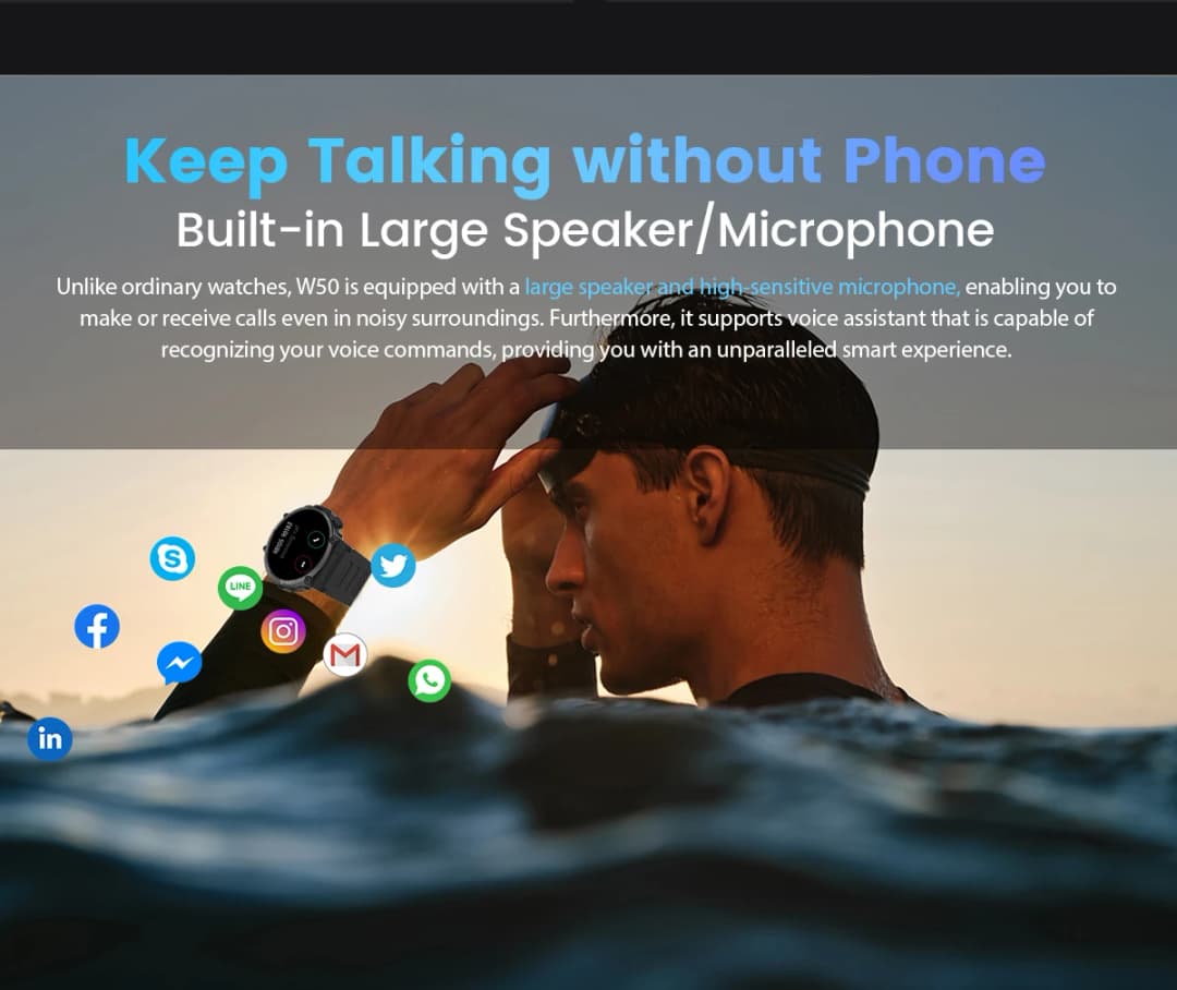 Blackview NEW Smart Watch W50 Waterproof Smart Watch New Version Men Women Health and Fitness Tracking Watch, Bluetooth Calling - 4