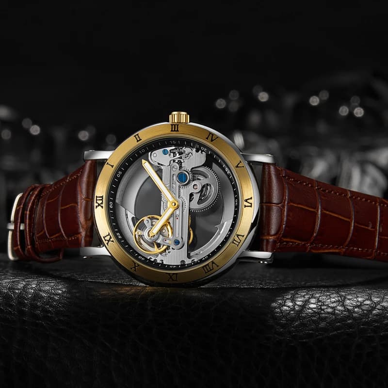 Watch Men Automatic Watch Luxury Watch Man Mechanical Wristwatch Skeleton Design Waterproof Leather Strap Male Watch Reloj Hombr - 6