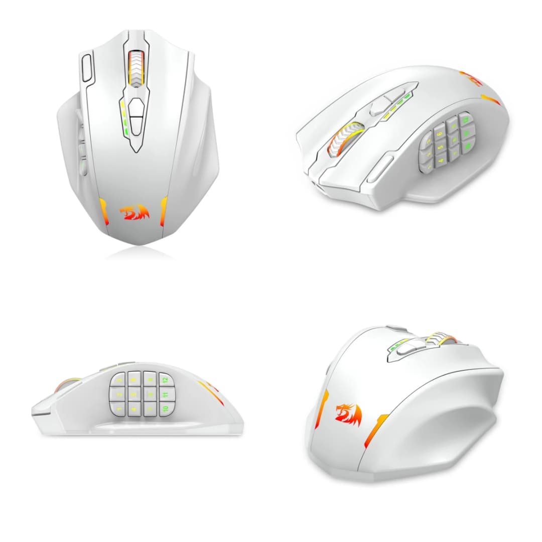 Redragon M913 Gaming 16000 DPI Wired 2.4Ghz Wireless RGB Optical Gamer Mice 16 Programmable Buttons, Black/White Mouse - 6