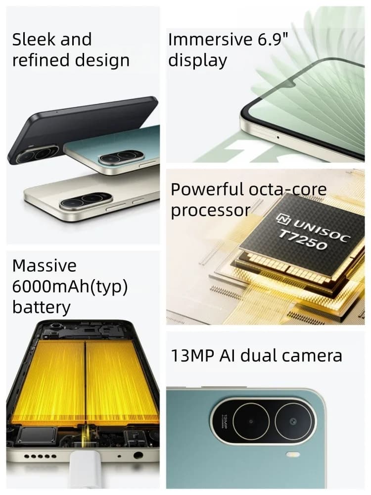 هاتف ذكي POCO C81 Pro إصدار عالمي، شاشة 6.9 بوصة، معدل تحديث 120 هرتز، بطارية 6000 مللي أمبير، معالج UNISOC T7250 ثماني النواة، نظام تشغيل HyperOS 3، موديل 2026 - 2