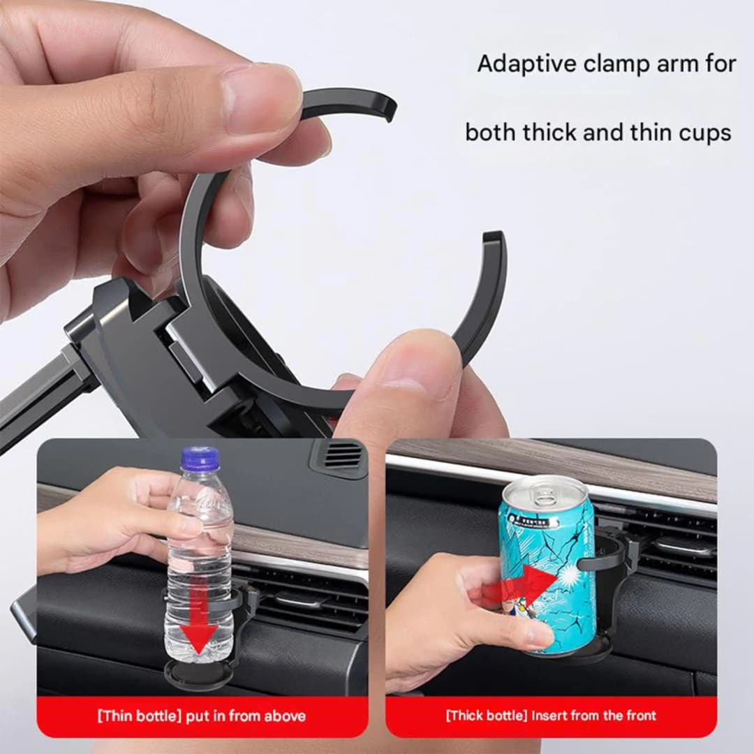Foldable Car Air Vent Cup Holder, Universal Auto Drink Mount, 360° Rotating Beverage Stand - 6