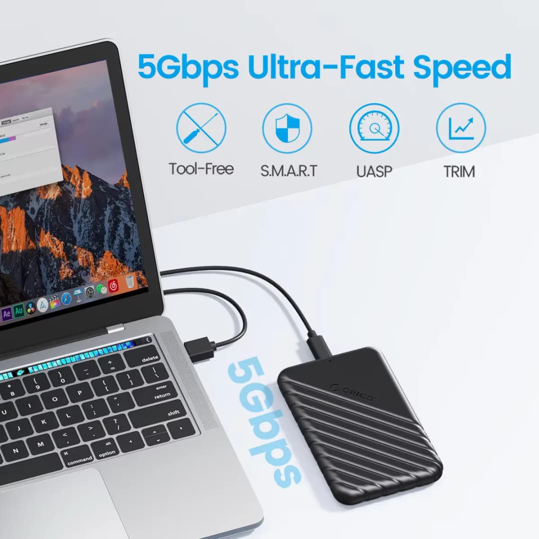 علبة تخزين خارجية ORICO للكمبيوتر المحمول MicroB USB3.0 2.5 بوصة مع دعم UASP لمحركات الأقراص الصلبة SATA بسرعة 5 جيجابت في الثانية - 2