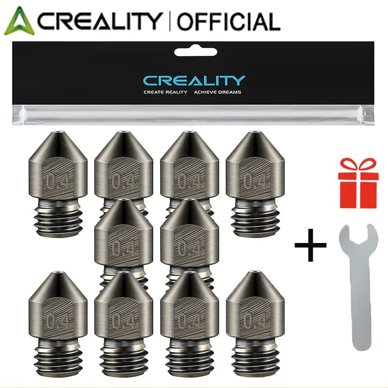 Creality Offcial Hardened Steel MK8 Nozzle 0.4mm Ender 3 Nozzle for Ender3 Pro/Ender 3 V2/Ender 5/CR-10 Series 3D Printer Nozzle