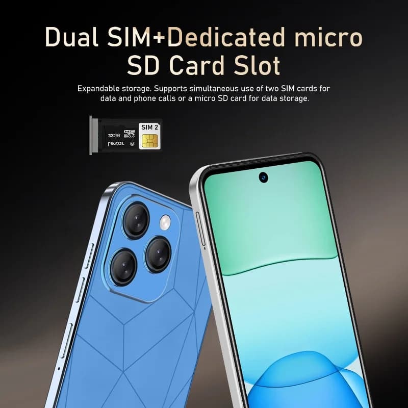 هاتف ذكي فوفي Global Vision I16 Pro 5G بنظام أندرويد، بطارية 5300 مللي أمبير في الساعة، 12 جيجابايت رام، 512 جيجابايت ذاكرة، شاشة 6.56 بوصة بدقة FHD+، كاميرا مزدوجة 24+48 ميجابكسل، يدعم 4G - 5