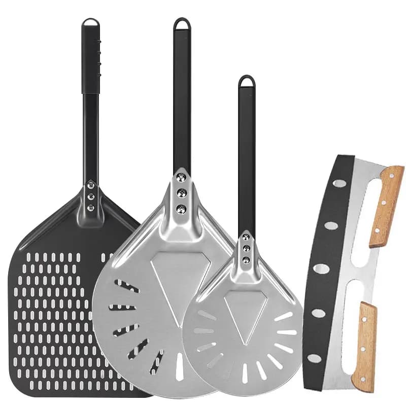 مِقشدة بيتزا معدنية من الألمنيوم المثقب مقاس 7/9/12 بوصة، مِقشدة بيتزا احترافية لصنع البيتزا في المنزل، إكسسوارات فرن البيتزا