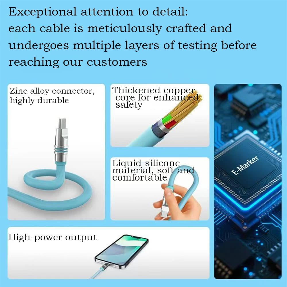 Hichain PD240W USB C Fast Charging Cable Soft Liquid Silicone Type to C Cable For iphone Laptop Tablets Earphones 1.2M/2M - 5