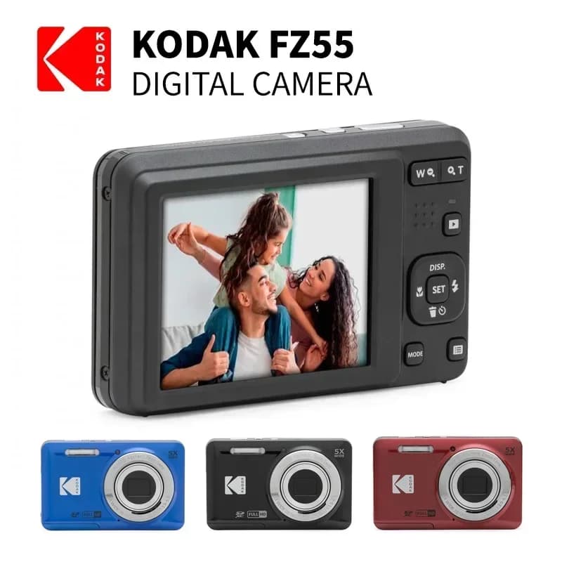 كاميرا رقمية KODAK PIXPRO FZ55-RD بدقة 16 ميجابكسل تقريب بصري 5X زاوية واسعة 28 ملم فيديو Full HD بدقة 1080p شاشة LCD مقاس 2.7 بوصة كاميرا Vlogging