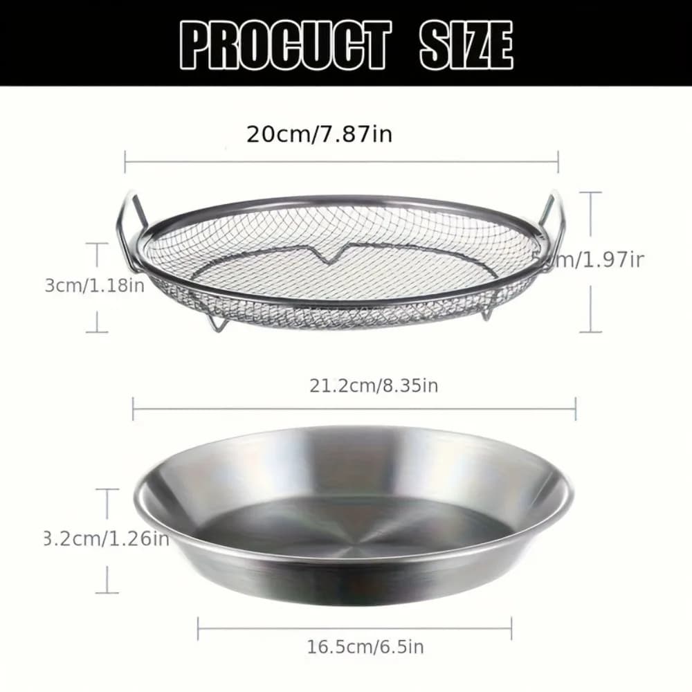 رف قلي من الفولاذ المقاوم للصدأ شديد التحمل مع صينية، سلة شبكية معدنية قابلة للطي لتصريف الزيت، آمنة للغسل في غسالة الأطباق - 4