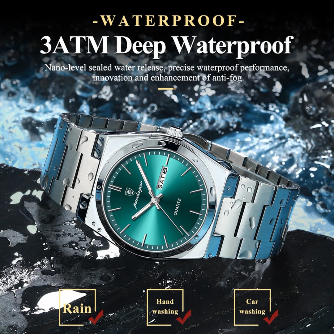 بويداغار ساعة رجالية أعمال فاخرة من الفولاذ المقاوم للصدأ مقاومة للماء مضيئة ساعة معصم رجالية تاريخ أسبوع ساعات كوارتز كلاسيكية للرجال - 3