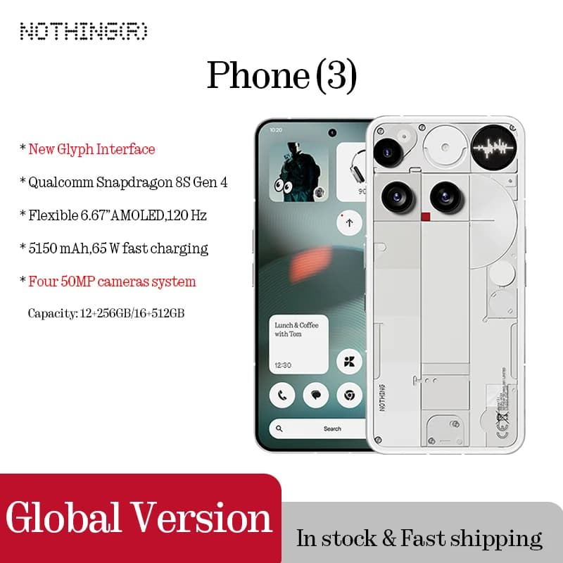 Nothing Phone (3) Qualcomm Snapdragon 8S Gen 4 6.77 120Hz 50MP Camera