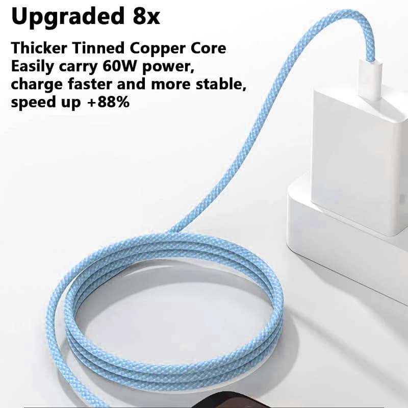 كابل من النوع C إلى النوع C متعدد الألوان PD كابل بيانات شحن سريع لهاتف iphone15 15Pro Huawei Samsung Xiaomi Android Type C خط بيانات - 5