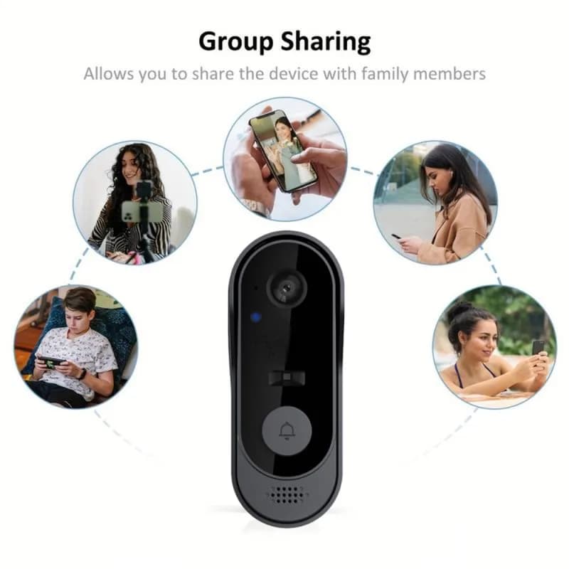 جرس باب من Tuya WIFI مع كاميرا، إنتركوم فيديو HD، مقاوم للماء، حماية أمنية، رؤية ليلية بالأشعة تحت الحمراء للمنزل الذكي - 4