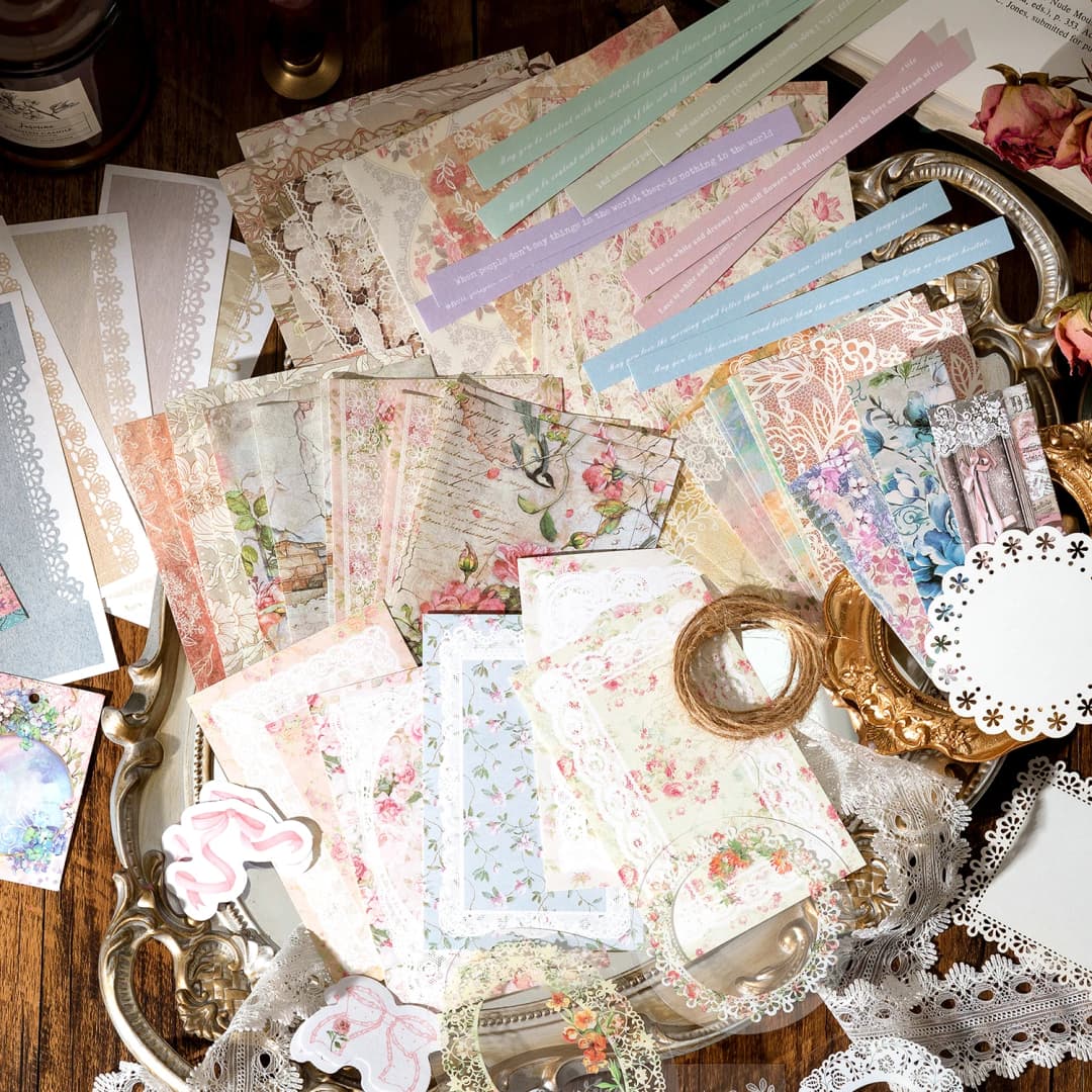 85 قطعة/حزمة ملصقات حدودية جمالية رترو إبداعية من سلسلة Time Speaks، حزمة مواد لديكور السكرابوكينغ اليدوي - 6