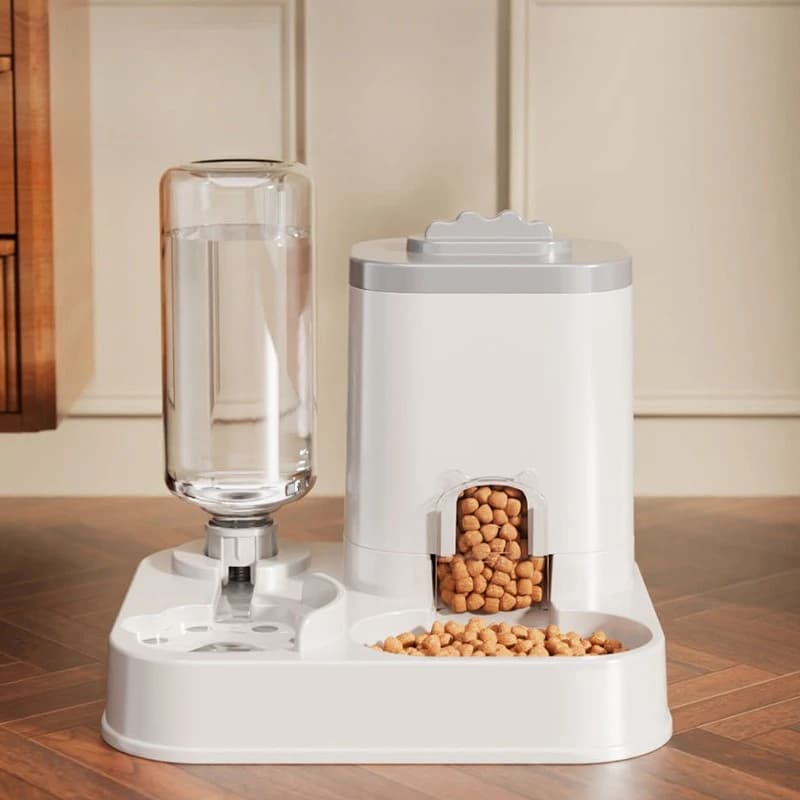 Automatic Cat & Dog Water Dispenser with Integrated Food Basin No Batteries Needed,Automatic Pet Feeder One-Piece Design - 6