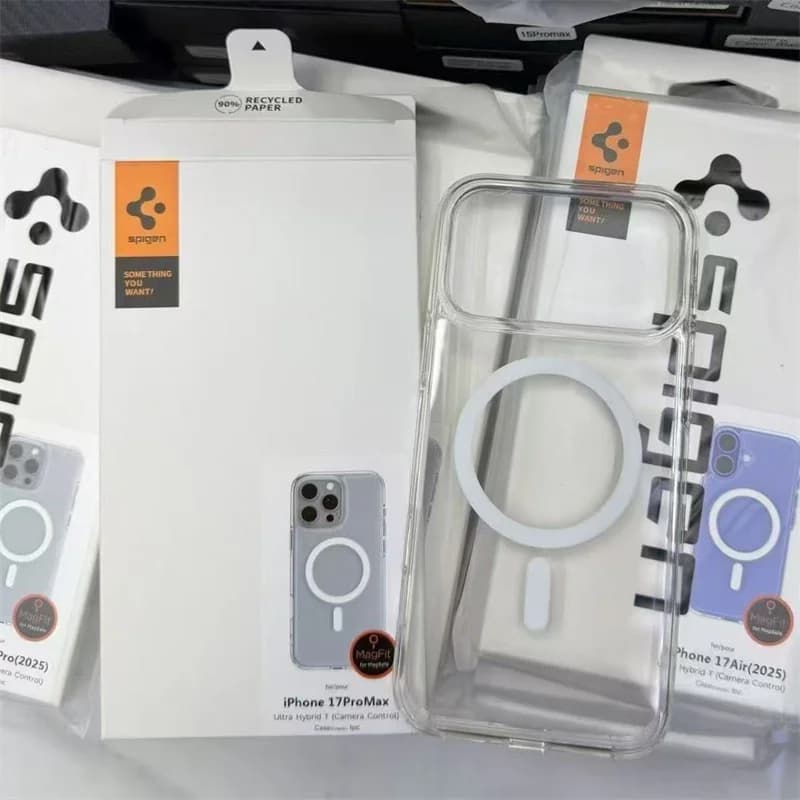 غطاء Spigen Ultra Hybrid MagFit مقاوم للاصفرار لأجهزة iPhone 17 Pro Max و16 و15 Plus و14 و13 و12 و17 Air، غطاء مغناطيسي شفاف لـ Magsafe - 4