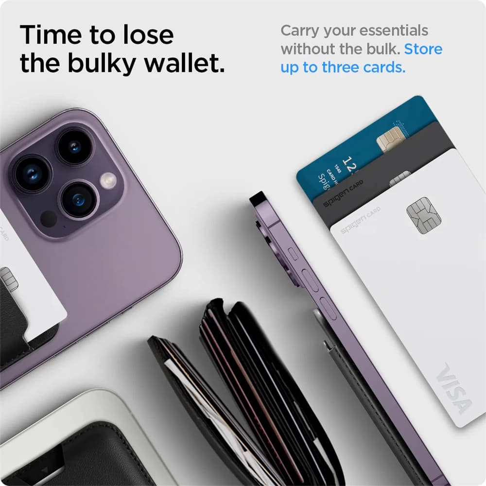 Spigen Leather Animation Magnetic Card Holder For Magsafe For iPhone 17 16 15 14 Pro Max Air For Samsung Galaxy S26 S25 S24Ultra - 6