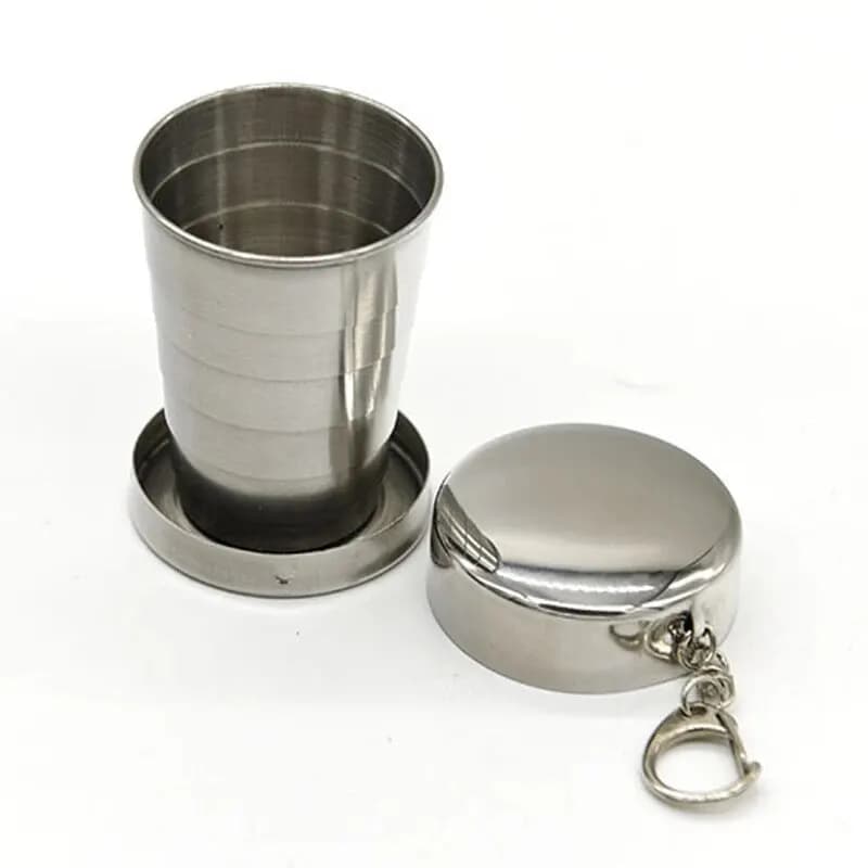 Outdoor Portable Outdoor Camping Portable Metal Stainless Steel Telescopic Cups Folding Cups Drinks Cups. - 3