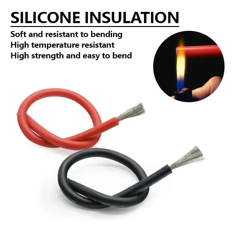 1m ~ 50m Red/Black/White Soft Silicone Cable 30 28 26 24 22 20 18 16AWG Heat Resistant Electrical Wire For Car Battery LED Light - 2