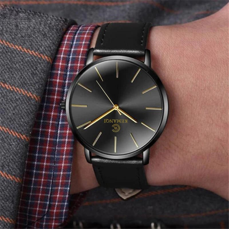 Minimalist Men's Watch Fashion Elegant Unisex Women Wristwatch Leather Strap Simple Quartz Wristwatch Relojes Casual Clock Saati - 2