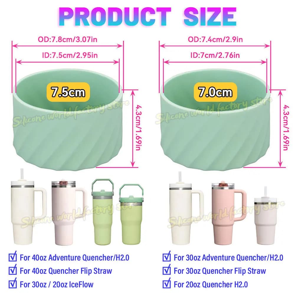 SW 7.5/7CM Silicone Cup Bottom Cover for Stanley 40oz/30oz Tumbler Quencher Adventure for IceFlow Flip Straw Water Bottle Sleeve - 6