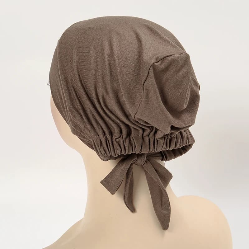 أزياء القطن جيرسي الجبين الصليب الداخلية الحجاب قبعة وشاح التعادل الخلفي قابل للتعديل مسلم تحت وشاح المرأة الحجاب الداخلي الفرقة - 5