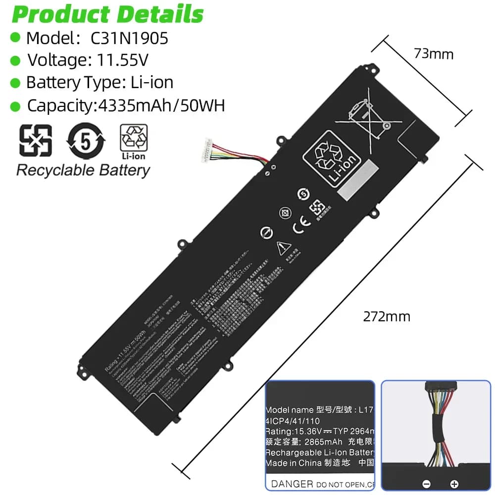 SKOWER C31N1905 Laptop Battery ASUS VivoBook S433F S433FL Adolbook Adol14z Adol14flc S4600F S5600F - 5