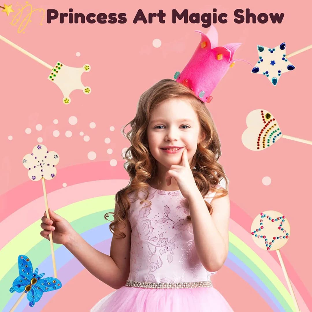 6/12Pcs DIY Wooden Princess Wands Craft Kit Unfinished Wooden Wands for Painting Fun Party Supplies for Birthday Parties Gift - 5