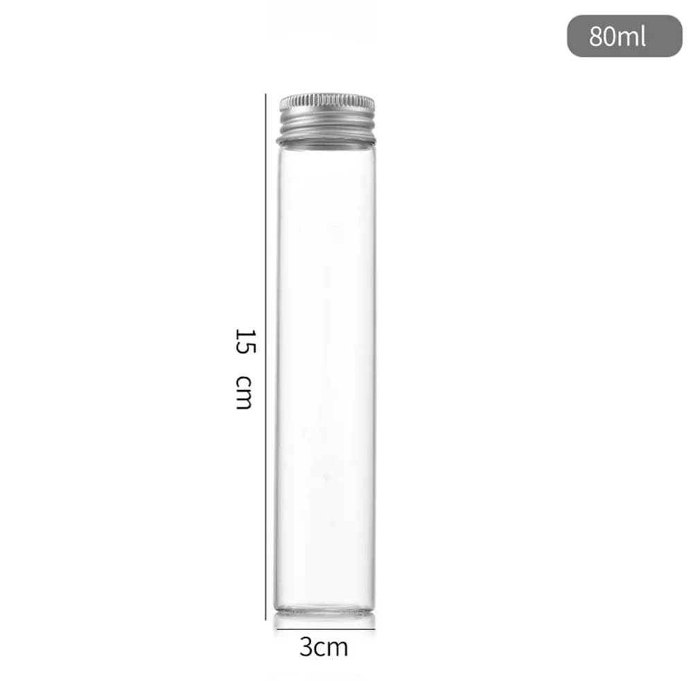 15/25/60/80/100ml Mini Glass Bottles Screw Top Aluminum Lids Sealed Packaging Bottle Sample Capsule Tube Jars Transparent Bottle - 2