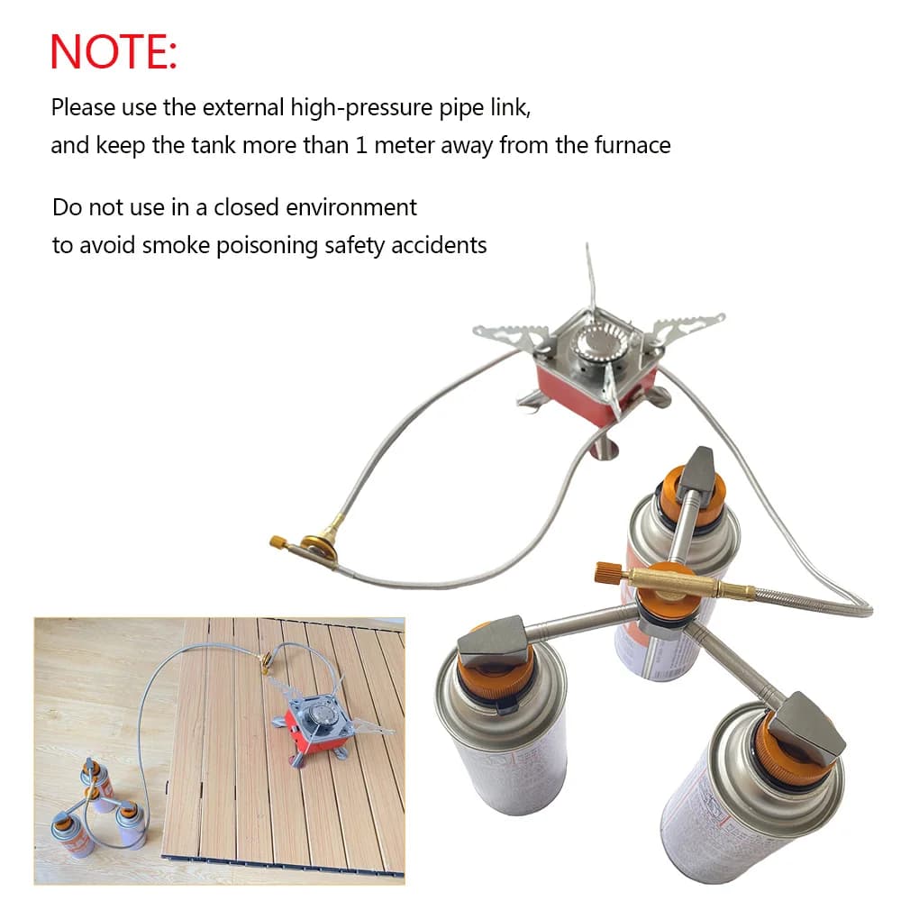 3 in 1 Butane Adapter Extension Split Furnace Adapter E-Three Outputs Gas Tank Conversion Head Gas Distributor Conversion Head - 3