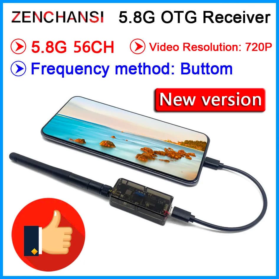 نظام FPV UVC OTG 5.8G 48CH، مستقبل صوتي FPV لهواتف أندرويد والأجهزة اللوحية والهواتف الذكية، قطعة غيار لطائرة RC بدون طيار