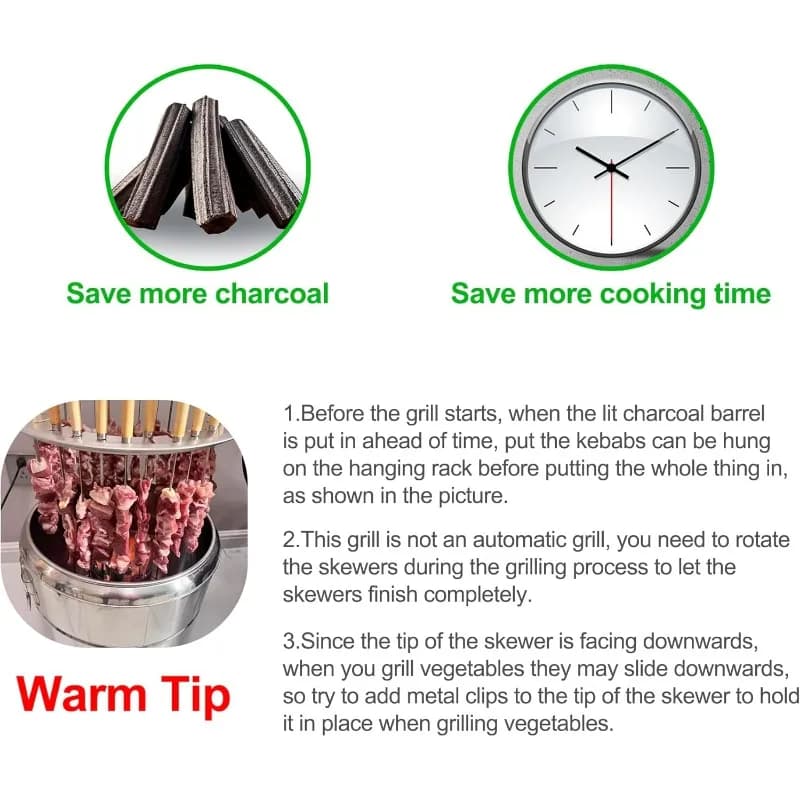 الفولاذ المقاوم للصدأ التفاف حول شواية شواية فحم دخاني شواء الطبخ صر المحمولة فرن التخييم أدوات الشواء المنزلية - 4