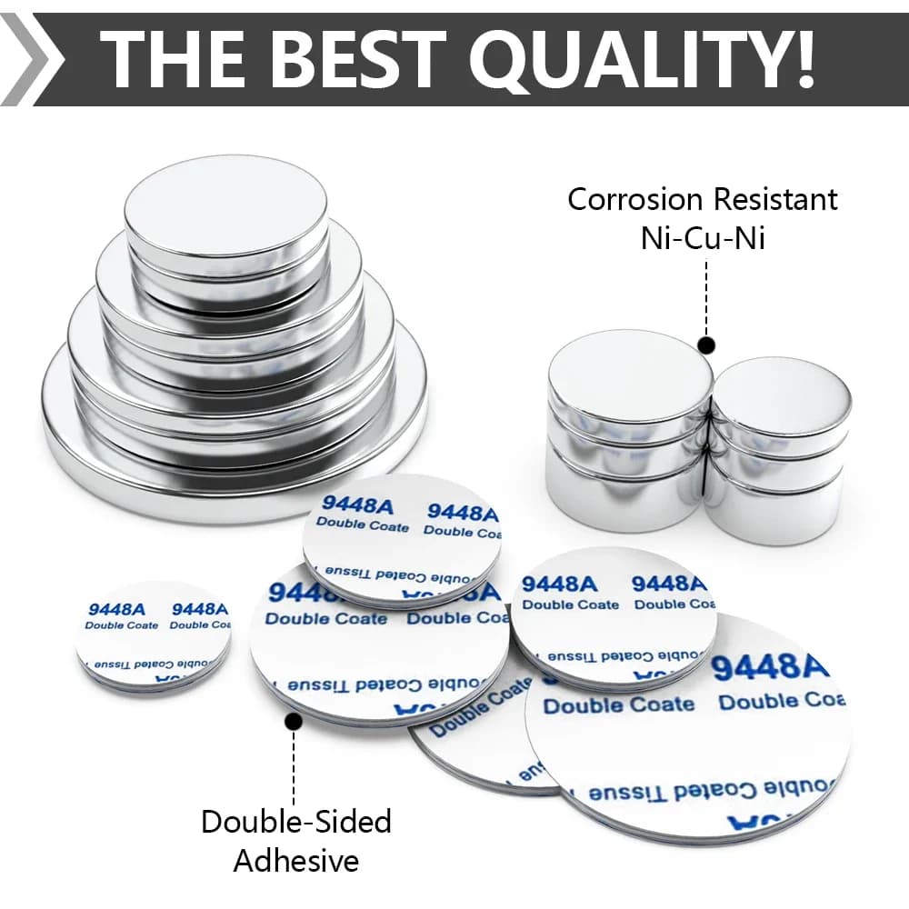 Super Powerful Magnet Neodymium With double-sided adhesive Magnet Round NdfeB N35 Strong Permanent Magnetic imanes Refrigerator - 4
