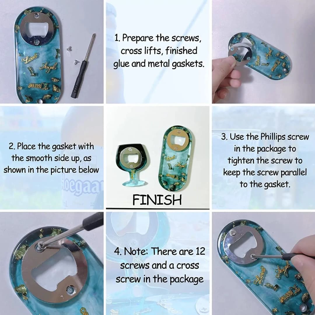 مجموعة قوالب سيليكون لفتاحة الزجاجات والبيرة، لصب مجوهرات الراتنج والإيبوكسي يدويًا - 3