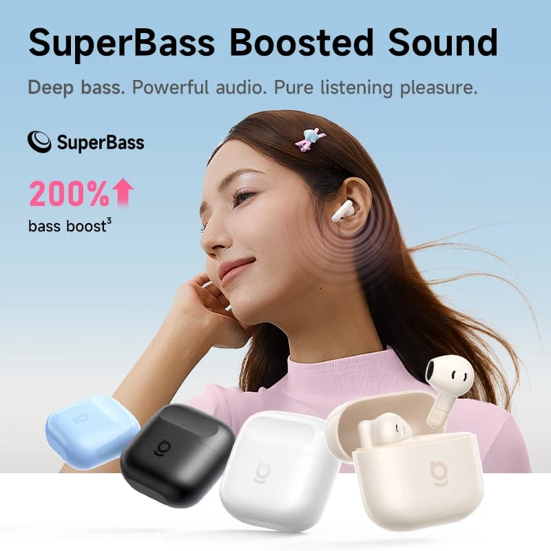 Baseus Bass BS2 Lite True Wireless Earbuds Bluetooth 6.0 Semi-in-Ear Earphones 2-Mic AI ENC 40H Playtime IP55 SuperBass Ear buds - 2