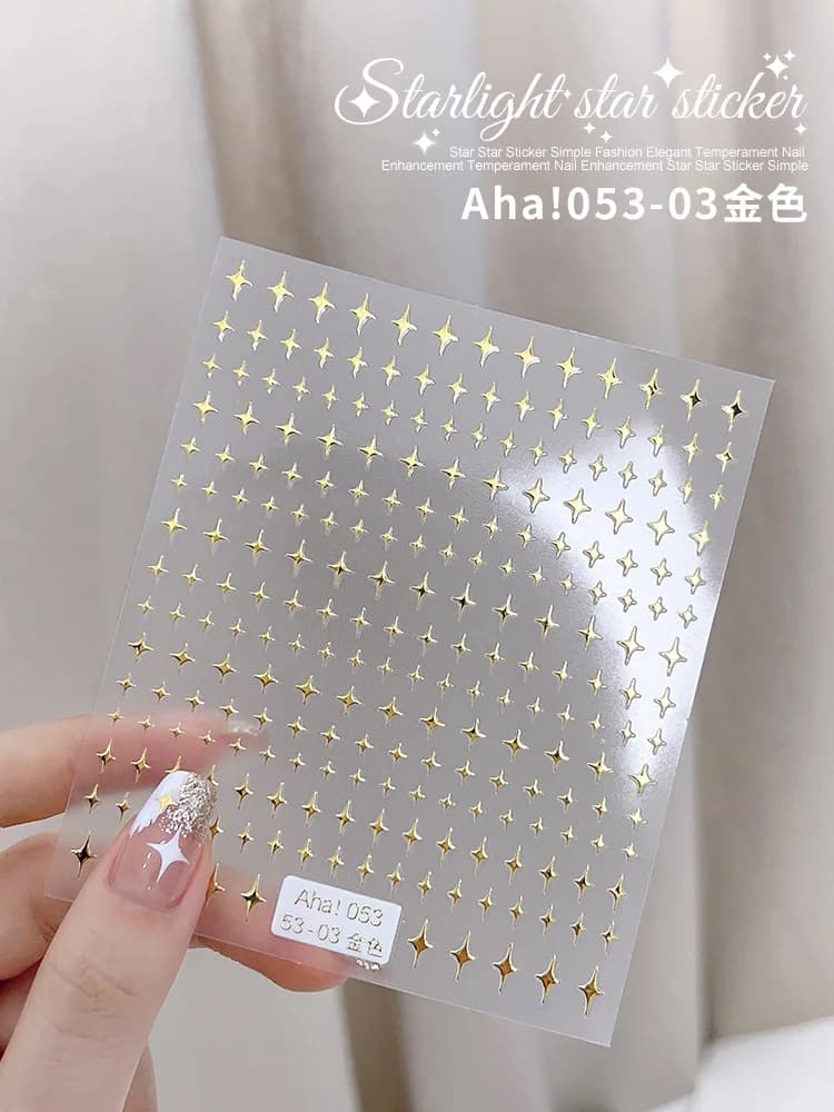 1PCS Laser Starburst Star Adhesive Nail Sticker 3D Nail Art Decoration Flashing Silver Flame Butterfly Nail Decal Press on Nails - 4