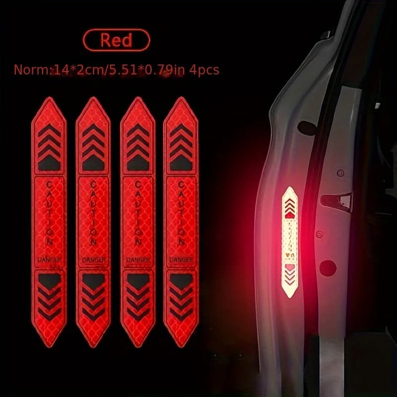 4 ملصقات عاكسة لأبواب السيارة، تصميم شيفron أخضر، 5.51x4.72 إنش، PVC