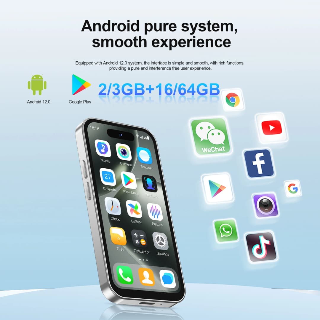 SERVO S16 MINI 4G LTE Pocket Smartphone 4.0 inch Screen Android12.0 OS 2/3GB+16/64GB Google Store WiFi Face ID Mini Smart Phones - 2
