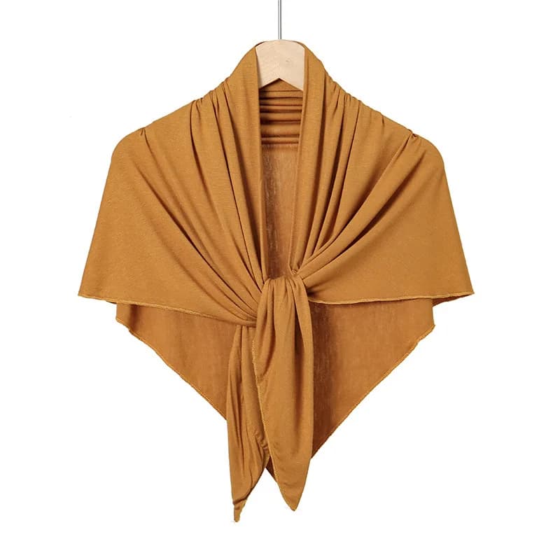 حجاب جيرسي مودال مثلث بطول 135 سم، أوشحة حجاب إسلامية للنساء، لفات ناعمة بلون موحد، عصابة رأس توربان - 3