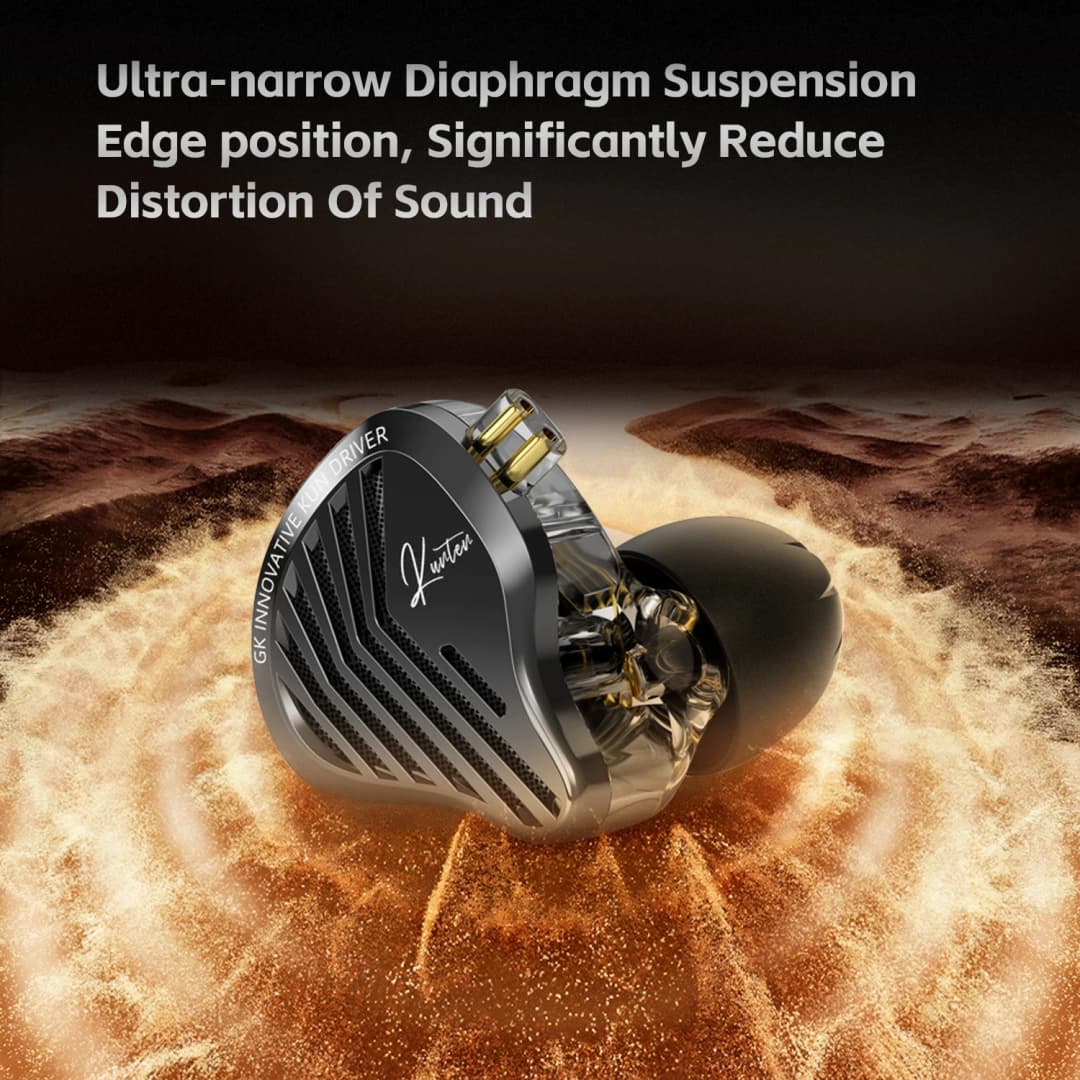 GK KUNTEN Dynamic Drive Headphones HIFI Heavy Bass Earbuds Sports Metal Headphones Detachable Headphones 2PIN KZ Zenith EDX - 6