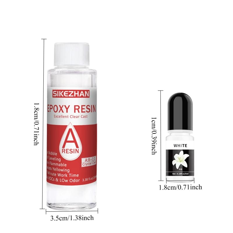 طقم راتنج الإيبوكسي والمصلب + صبغة بيضاء، خليط بنسبة 1:1، شفاف للصب في أعمال الحرف اليدوية/المجوهرات، يقلل الفقاعات، تسوية ذاتية سلسة - 6