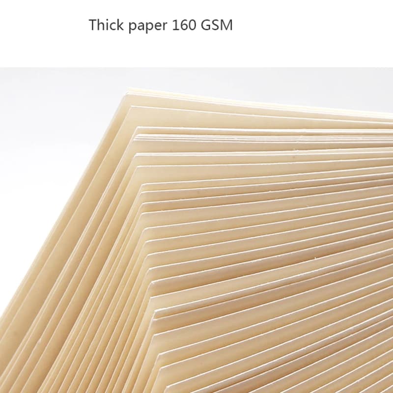 كتاب رسم سميك 32K، أوراق فضفاضة مرتبطة بحلقة 16K، غلاف كتان، كتاب رسم احترافي 160GSM، 60 ورقة، 120 صفحة - 4